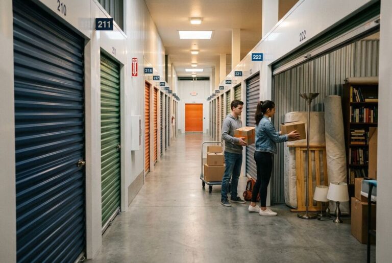 Jeune couple dans un box déménagement à Toulouse