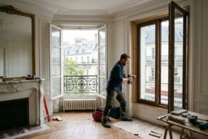 Installation d'une fenêtre triple vitrage dans un appartement haussmannien